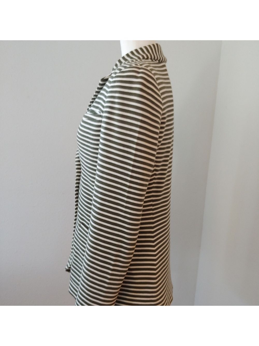 LAUREN Ralph Lauren Olive & Cream Striped Women's Blazer size Medium - Picture 14 of 17